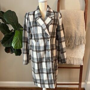 Plaid Double-Breasted Women's Coat